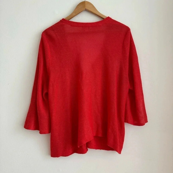 J Jill Large Coral Linen Blend Cardigan Knit Single Button Lightweight - Picture 2 of 7